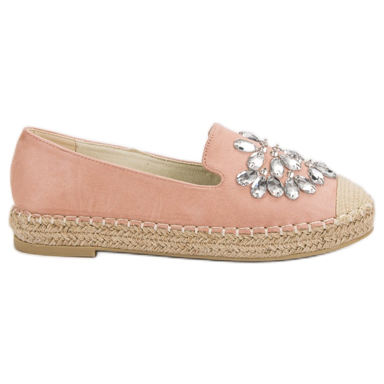 Small Swan Espadrilles En Daim Avec Ornements rose
