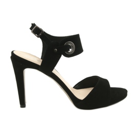 Sandales en cuir sur talon Edeo 3208 noir