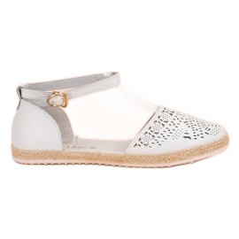 Ballerines zippées en cuir VINCEZA blanc