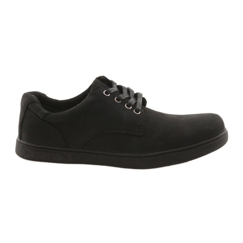 American Club Chaussures en cuir des hommes en noir le noir
