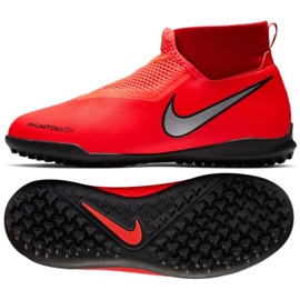 Nike Phantom Vsn Academy Df Tf Jr AO3292-600 chaussures de football rouge rouge