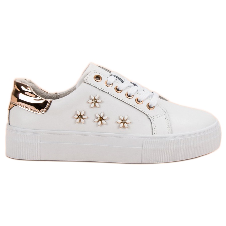 Filippo Chaussures de sport en cuir avec des fleurs blanche Filippo Chaussures de sport en cuir avec des fleurs blanche