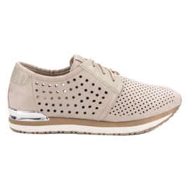 Aclys Richelieu beige ajouré brun jaune