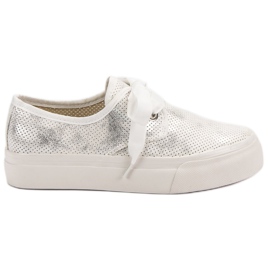 Kylie Baskets attachées avec un ruban blanc gris