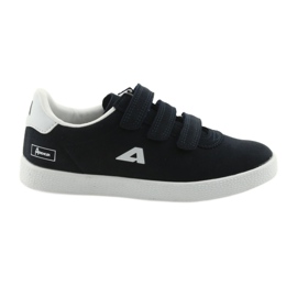 Chaussures de sport insert cuir American Club BS06 blanc bleu marine