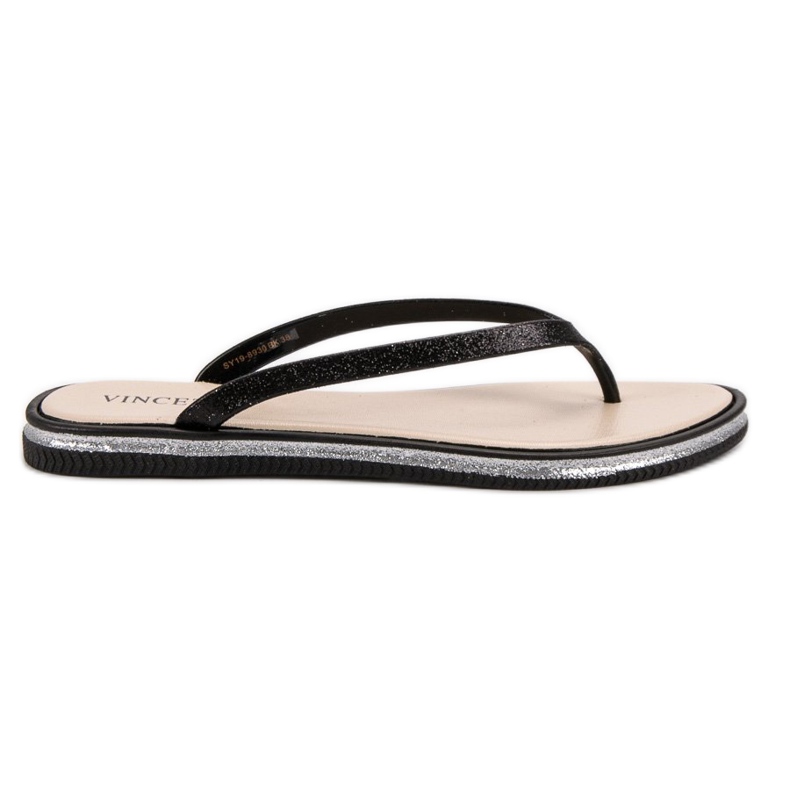 Tongs pailletées VINCEZA le noir