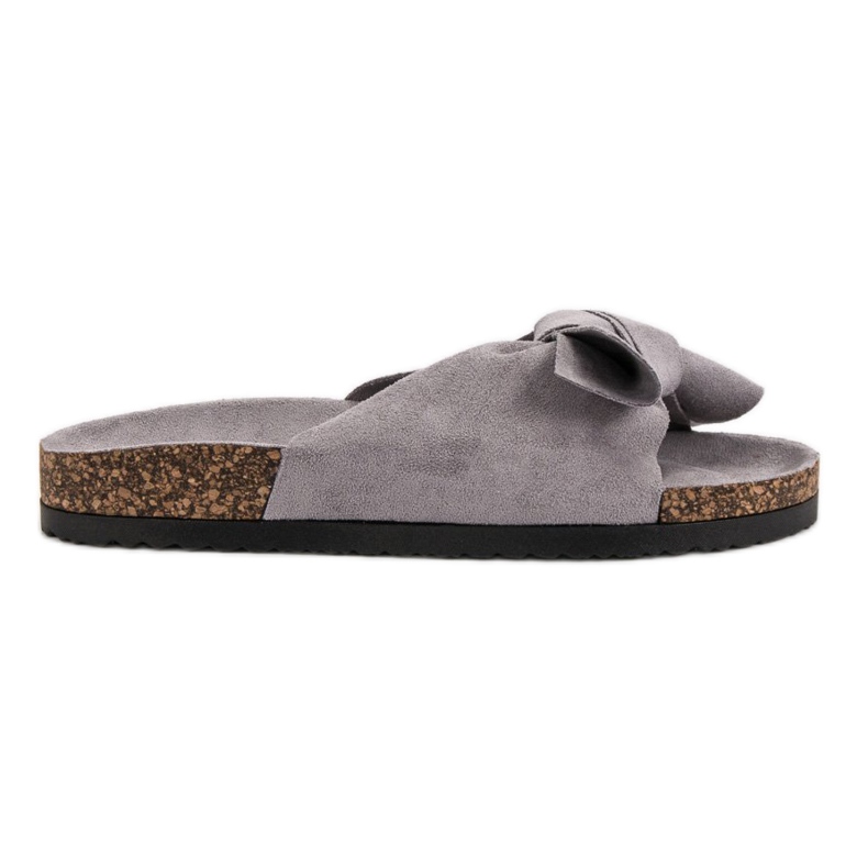 Pantoufles VINCEZA avec nœud gris