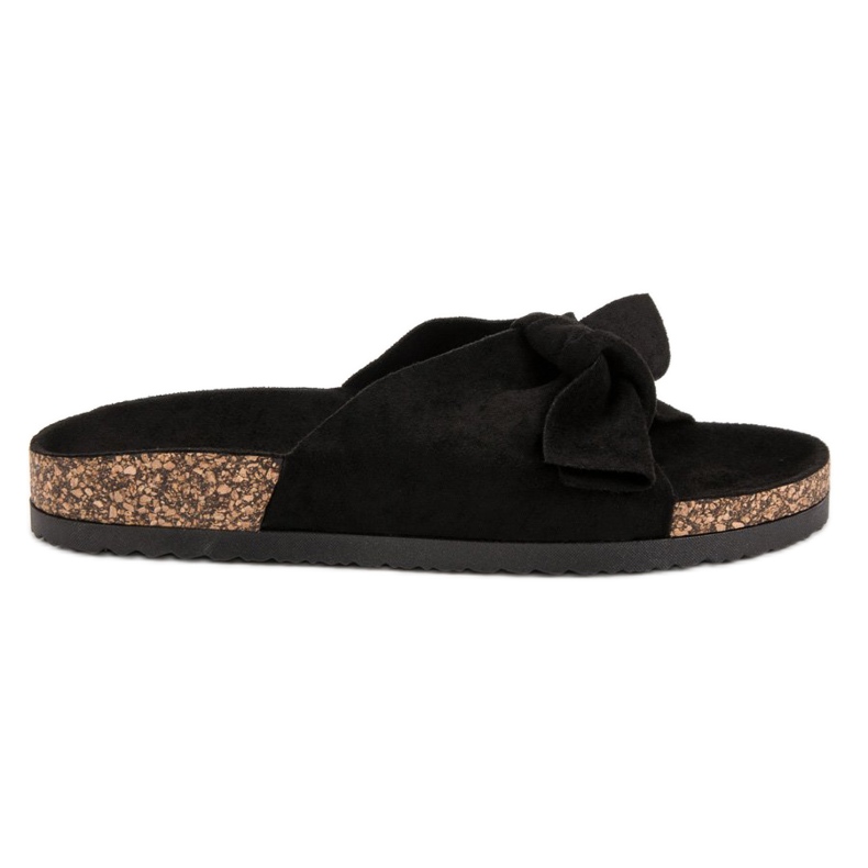 Pantoufles VINCEZA avec nœud le noir Pantoufles VINCEZA avec nœud le noir