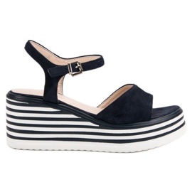 Vinceza Sandales compensées confortables bleu bleu marin