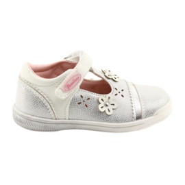 Ballerines fille fleur American Club GC20 blanc gris