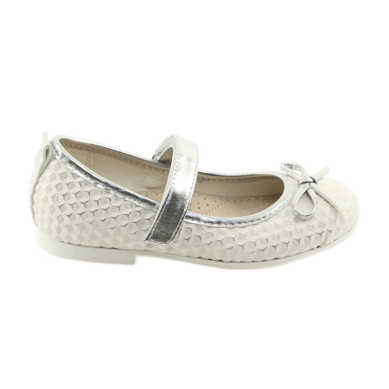 Ballerines velcro American Club GC16 blanche gris