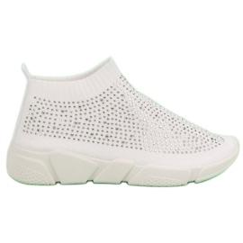 Chaussures de sport en textile avec cristaux blanc