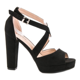 Seastar Sandales en daim sur la plate-forme noir