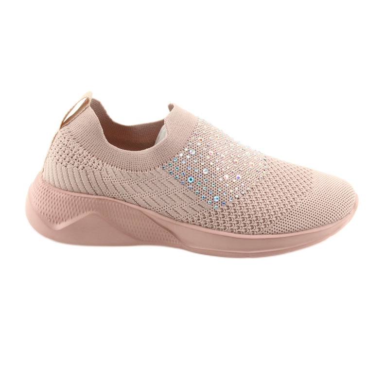 American Club Amérique AD05 Chaussures de sport féminines roses avec des zircons