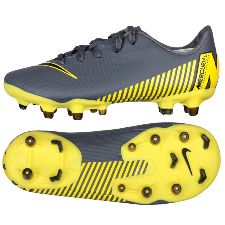 Chaussures de football Nike Mercurial Vapor 12 Academy Ps FG / MG Jr AH7349-070 le noir gris