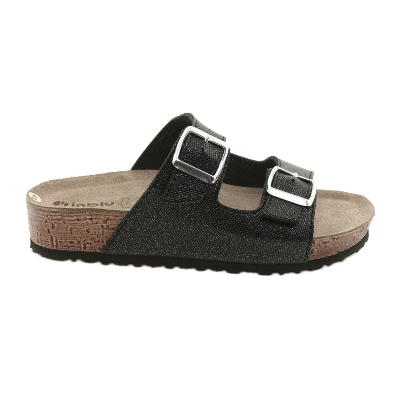 Chaussons femme Inblu NM013 noirs noirs avec particules d'argent le noir Chaussons femme Inblu NM013 noirs noirs avec particules d'argent le noir