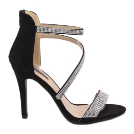 Sandales noires sur talon haut C-28 Noir le noir
