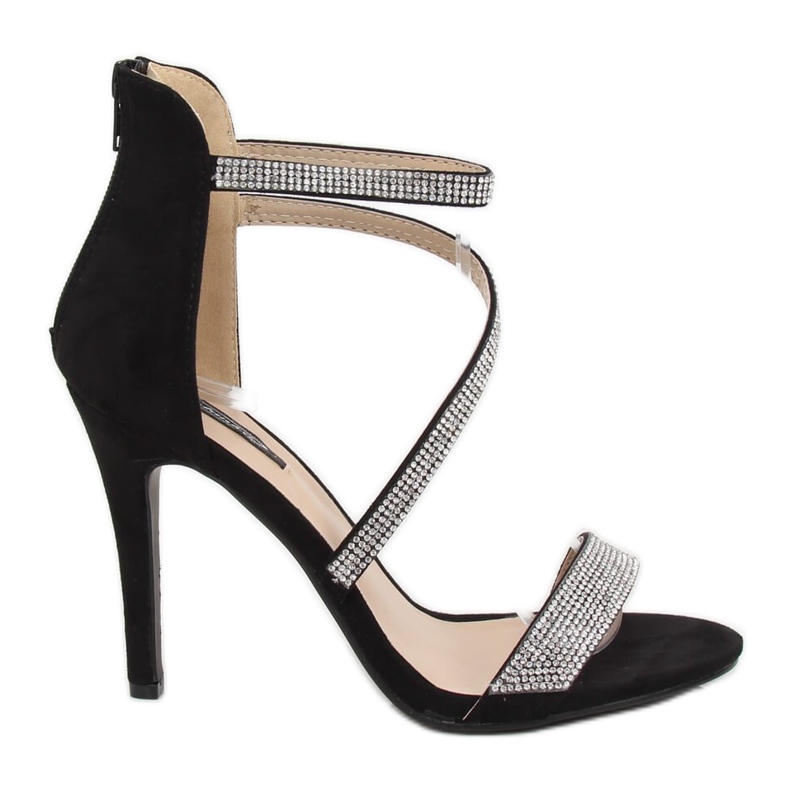 Sandales noires sur talon haut C-28 Noir le noir