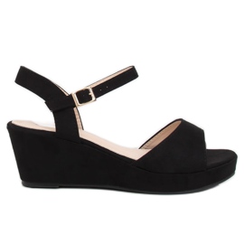 Sandales noires sur talon bas compensé K-7 Black le noir