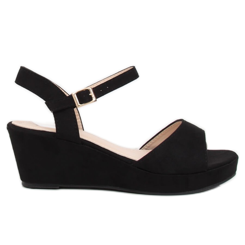Sandales noires sur talon bas compensé K-7 Black le noir