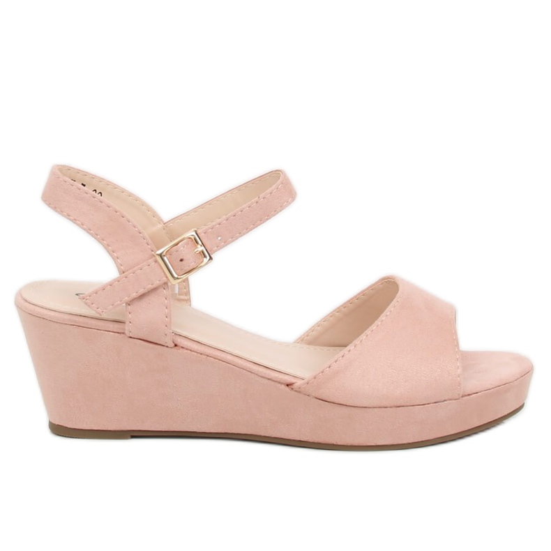 Sandales roses sur un petit talon compensé rose K-7 Rose Sandales roses sur un petit talon compensé rose K-7 Rose