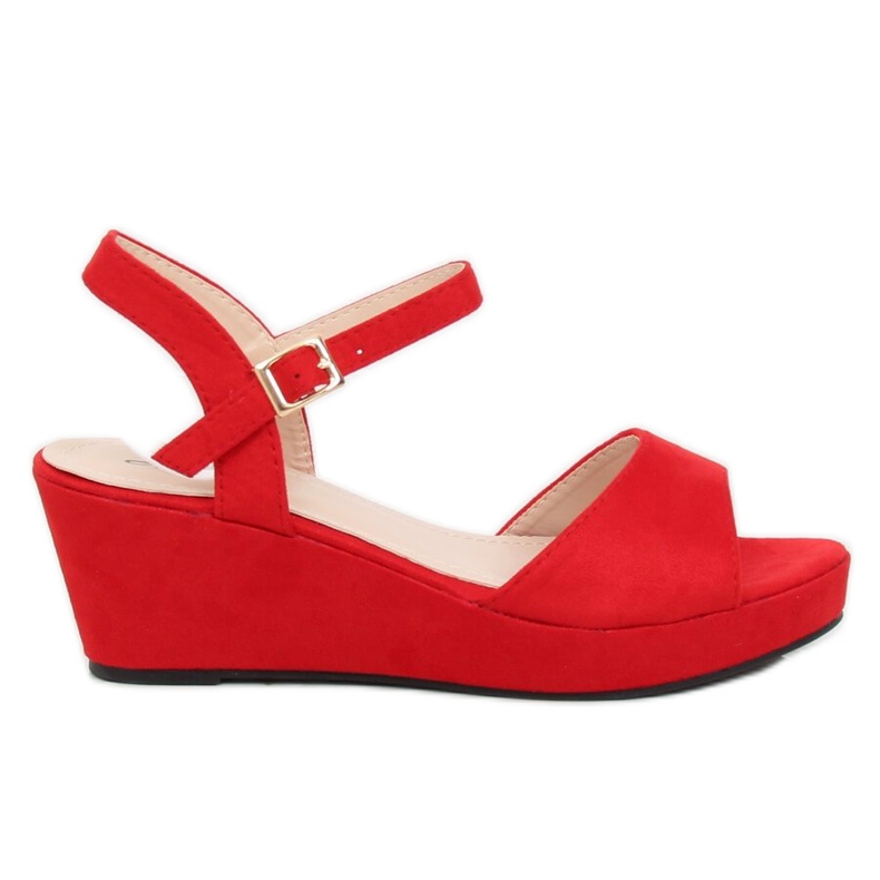 Sandales rouges sur talon bas compensé K-7 Red