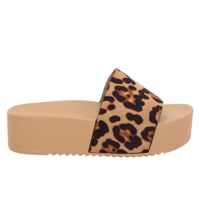Chaussons à semelles hautes léopard marron N-32 brun