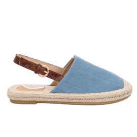 Espadrilles HH-119 BLEU / CAMEL bleu à talons ouverts