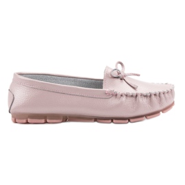Filippo Mocassins En Cuir Avec Un Noeud rose