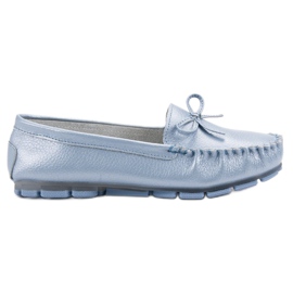 Filippo Mocassins En Cuir Avec Un Noeud bleu