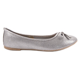 Evento Ballerine En Argent Avec Un Noeud gris