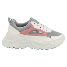 Baskets sur la plate-forme blanc gris rose