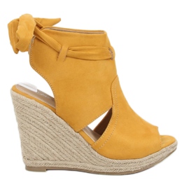 Espadrilles jaunes sur compensées jaune LM-023 Jaune