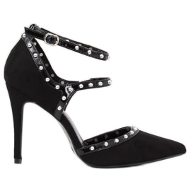Escarpins sur un talon noir AT-0631-L Noir le noir