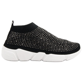 Chaussures de sport en textile avec cristaux noir