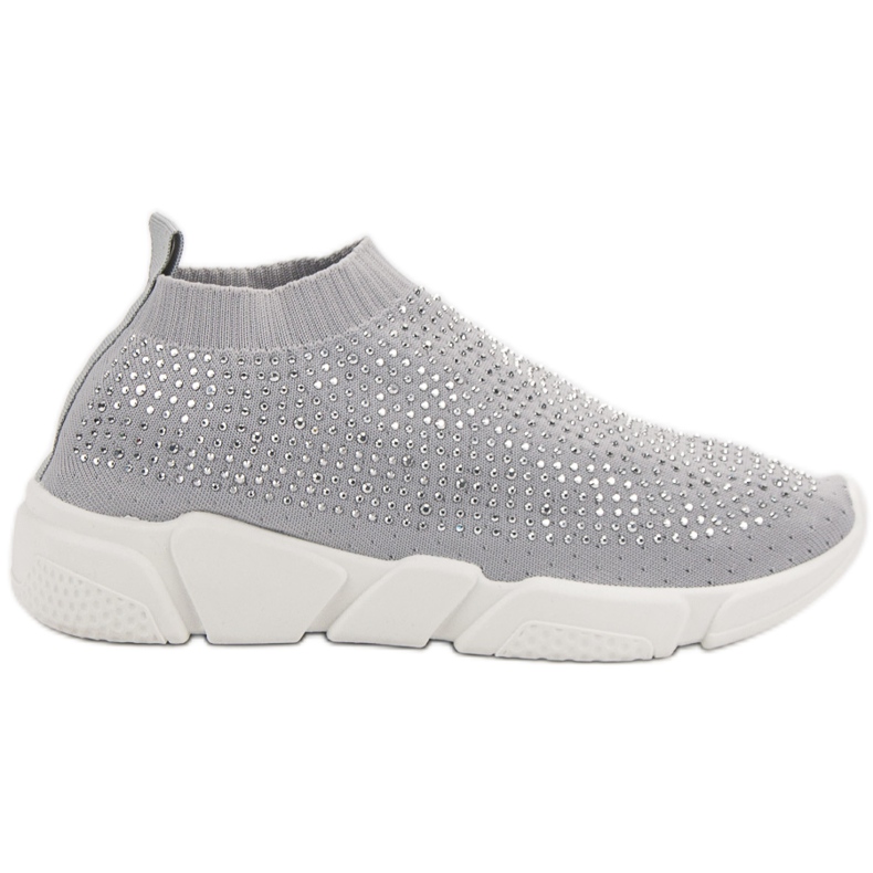Chaussures de sport en textile avec cristaux gris Chaussures de sport en textile avec cristaux gris