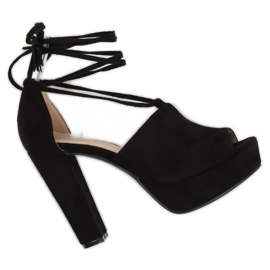 Noir LM-058 Sandales à plateforme noires