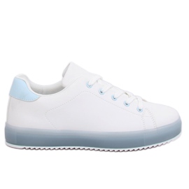 Baskets femme blanches et bleues 9118 Bleu