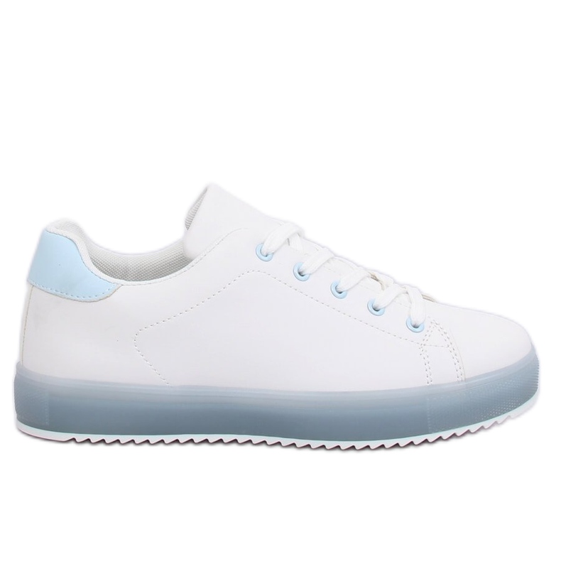 Baskets femme blanches et bleues 9118 Bleu