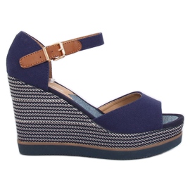 Sandales compensées 9079 Bleu bleu marin