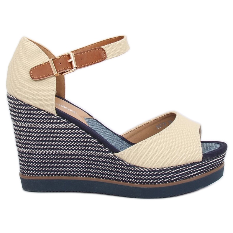 Sandales beiges à talon compensé 9079 Beige Sandales beiges à talon compensé 9079 Beige