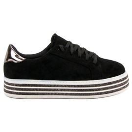 Creepers En Daim Avec Cristaux le noir