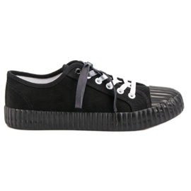 Yes Mile Baskets noires à la mode le noir