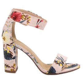 Ideal Shoes Sandales En Fleurs multicolore rose