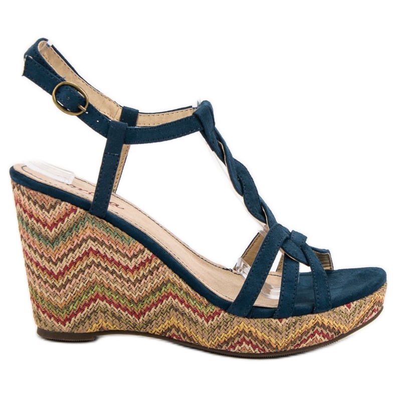 Corina Sandales sur l'Etno Wedge bleu
