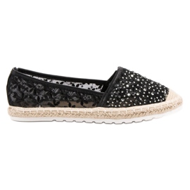 Ideal Shoes Espadrilles Avec Cristaux noir
