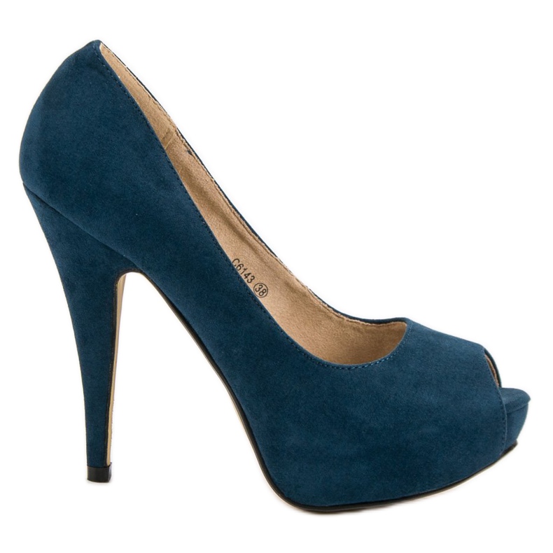 Corina Escarpins à bout ouvert en daim bleu