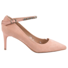 Fama Escarpins en daim poudré rose
