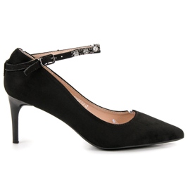 Fama Escarpins en daim noir le noir