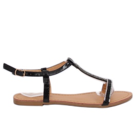 Sandales avec zircons cubiques noirs SY644 Noir le noir